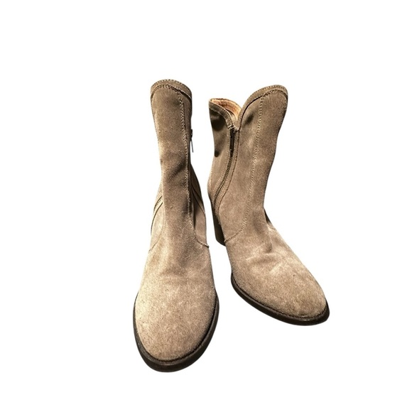 Seychelles Lori Penny Double Zip Heeled Bootie Women's 10 Taupe Leather - Picture 2 of 9